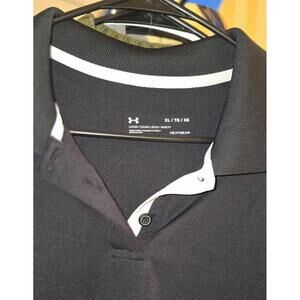 Under Armour Men's Black and White Polo Shirt XL Loose Fit HeatGear